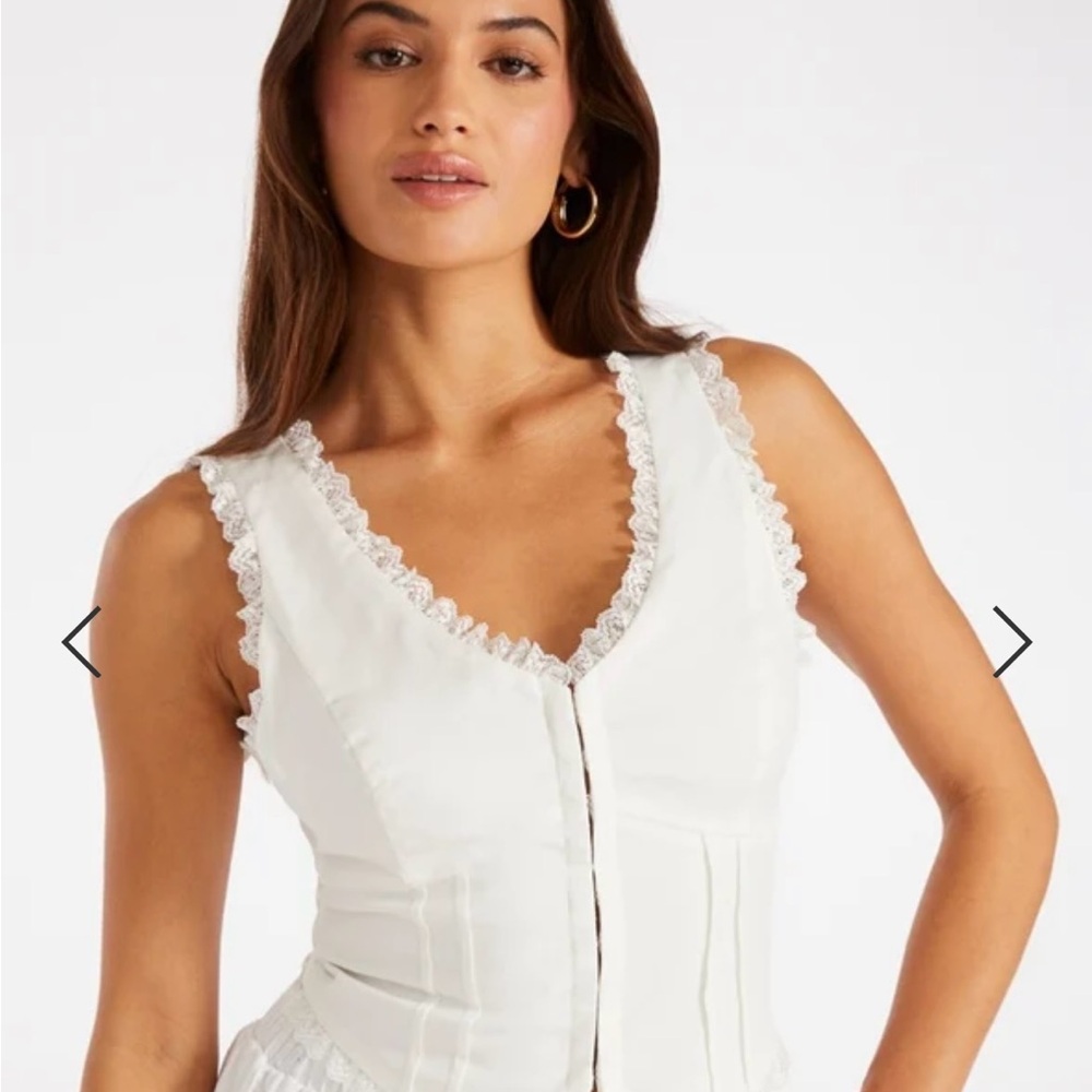 Chic White Sleeveless Top with Lace Detail